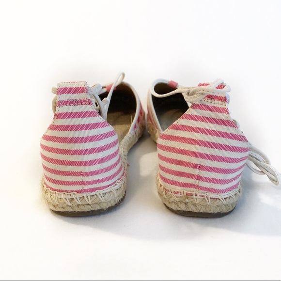 Jasper & Jeera Pink Khaki striped espadrilles NEW - Picture 6 of 8